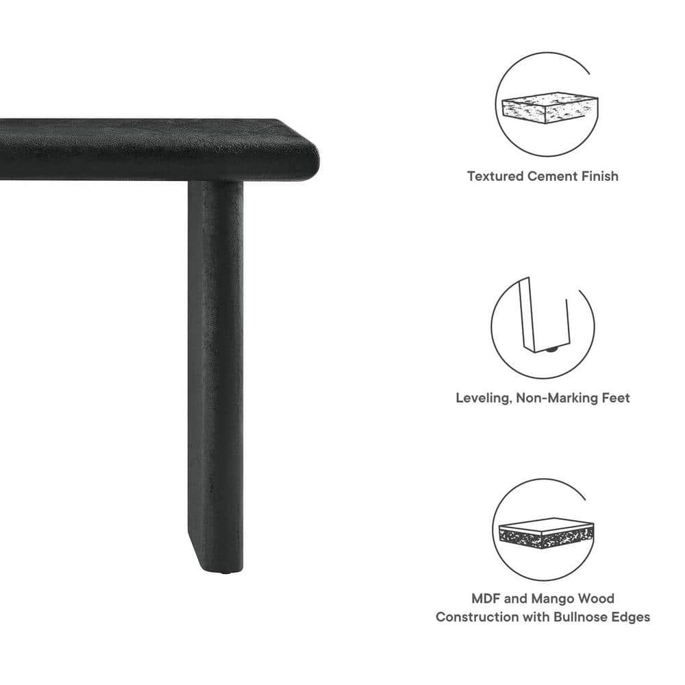 Black Wood and Concrete Console Table with Storage
