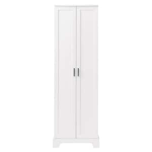 22.1 in. W x 19.9 in. D x 71.2 in. H White MDF Freestanding Linen Cabinet with 2-Doors Storage Cabinet in White Finish