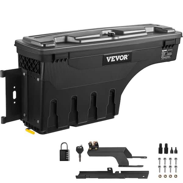 VEVOR 28 in. Black ABS Truck Bed Storage Box 6.6 Gal. Driver Side Truck Tool Box with Password Padlock for Super Duty 2017-21