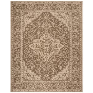 SAFAVIEH Beach House Green/Cream 7 ft. x 7 ft. Round Oriental Indoor ...