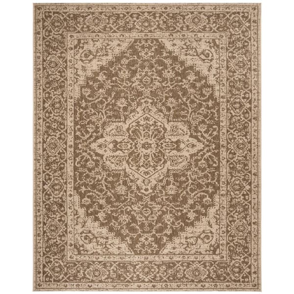SAFAVIEH Beach House Beige/Cream 8 ft. x 10 ft. Oriental Indoor/Outdoor Patio  Area Rug