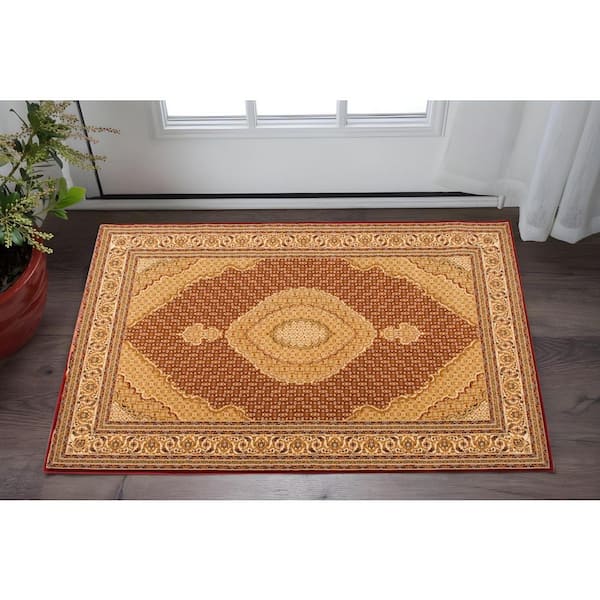 2 ft. x 5 ft. Red And Beige Moroccan Area Rug