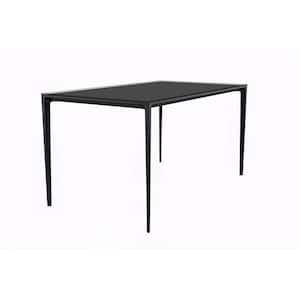 Avo Mid-Century Modern 55 in. Rectangular Dining Table with Black Aluminum Legs (Clear)