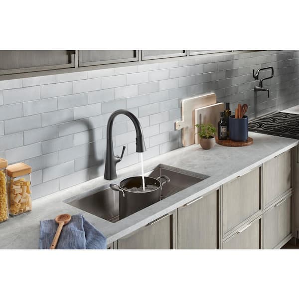 KOHLER Graze Single-Handle Pull-Down Sprayer Kitchen Faucet with Response Technology in Matte Black