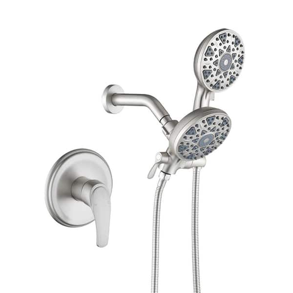 Single Handle 2-Spray Shower Faucet, 6*6 Functions Shower Faucet 2.5 GPM with Drip Free in Brushed Nickel