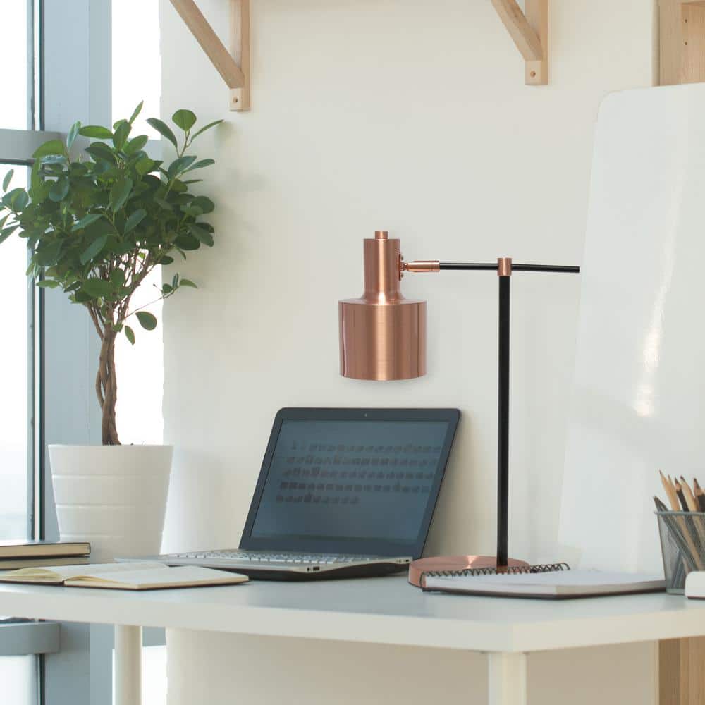 Rose Gold and Black Metal Bedside Table Lamp