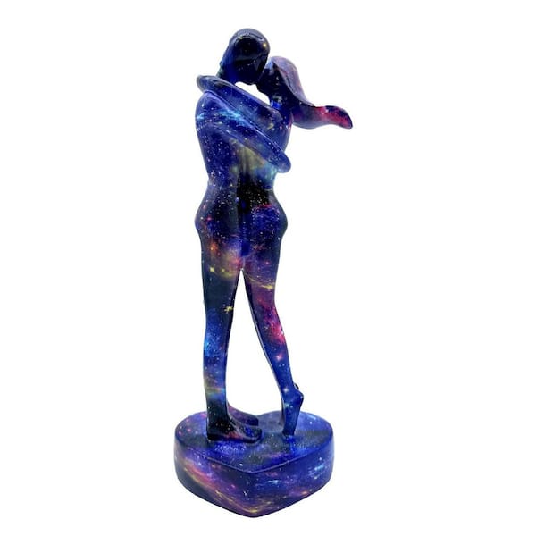 Unbranded 10.5in. H x 3.1 in. W Couple Sweethearts Hug Kissing Resin Statue Collectible Decor Gift for Home Office Desk,Multicolor