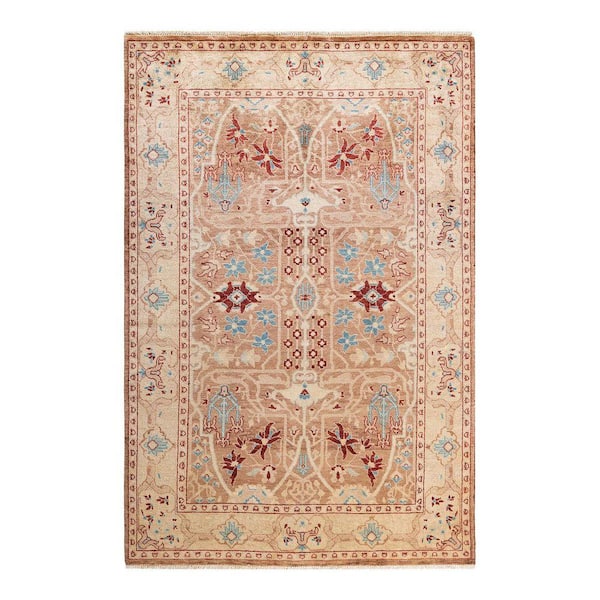 Eclectic Yellow 4 ft. x 6 ft. Tribal Wool Indoor Area Rug