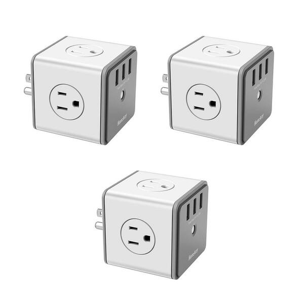 Huntkey Surge Protecting 4-Outlet Extender with AC Plugs and 3 USB Ports (3-Pack)