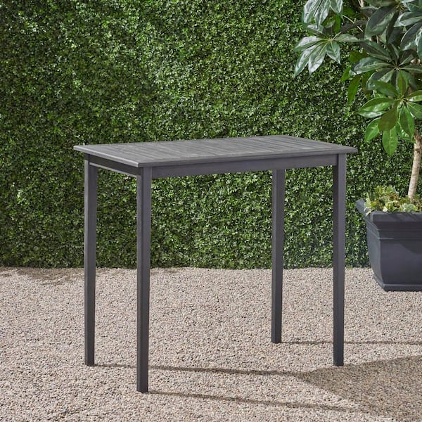 Noble House Polaris 41 in. Dark Grey Rectangular Wood Outdoor Patio Bistro Table