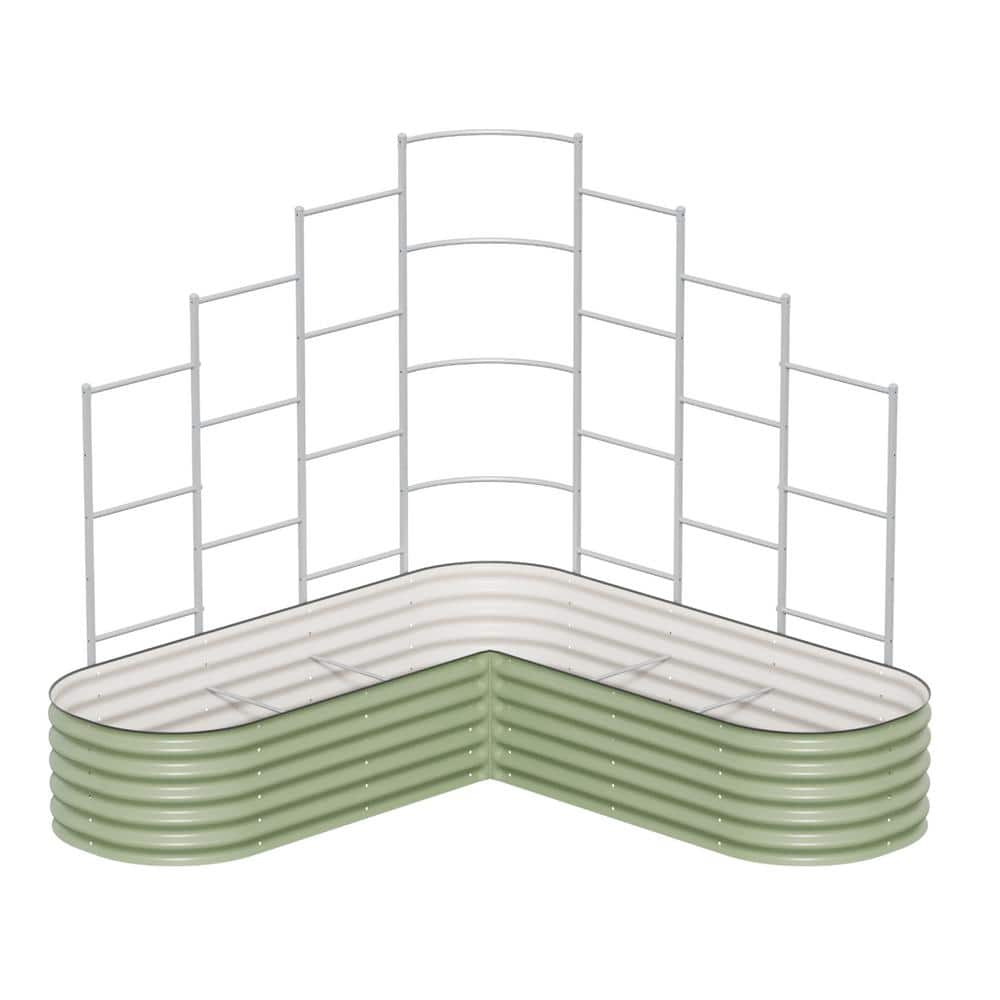 Modular Metal Trellis System for L-Shaped Garden Beds