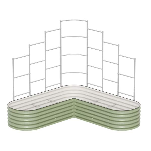 vego garden Garden Modular System 7 ft. Long for 7 ft. x 7 ft. Large Size L-Shaped Garden Beds Metal Wall Trellis