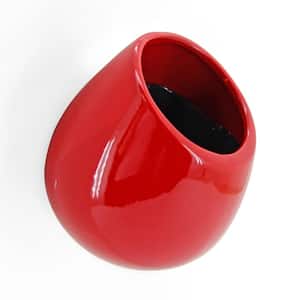 Round 5 1/2 in. x 6 in. Red Ceramic Wall Planter