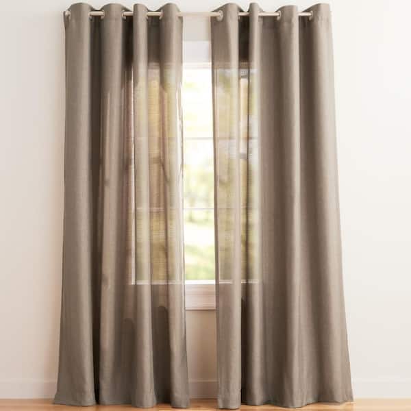 Loha Cafe Solid Light Filtering Grommet Top Curtain, 54 in. W x 84 in. L (Set of 2)