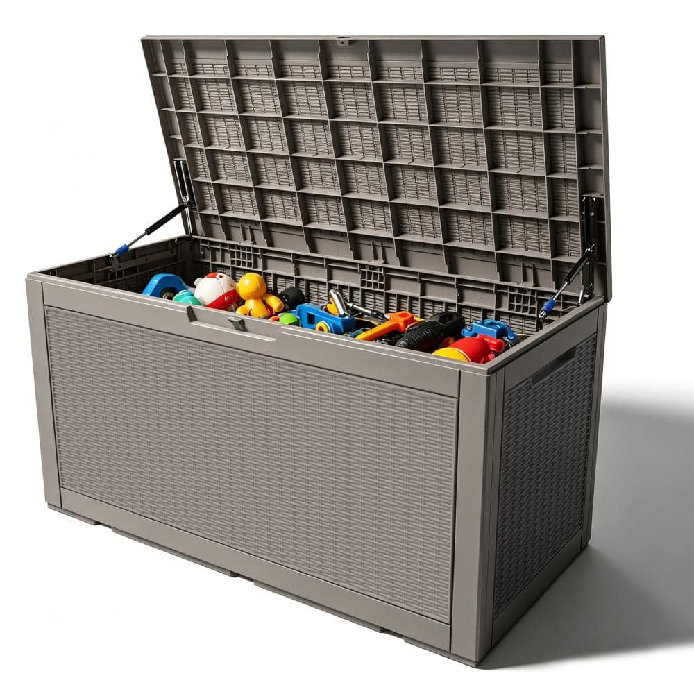 100 Gal. Resin Outdoor Deck Box, Weather-Resistant Large Storage Chest with 1000 lbs Capacity for Patio - Brown price history on PriceWatchPro
