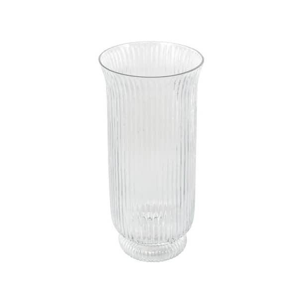 Litton Lane Clear Glass Ribbed Fluted Candle Holder