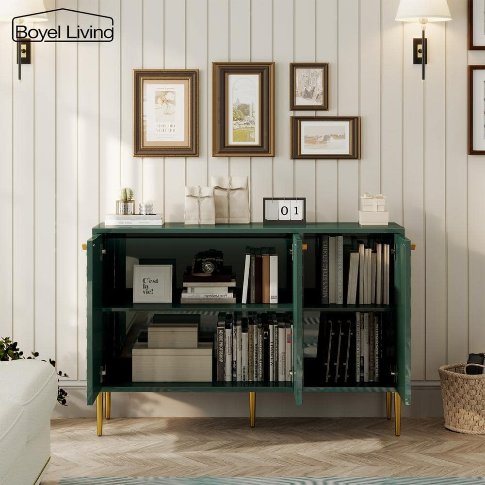 Green Medium Wood 3-Door Accent Cabinet with Adjustable Shelves