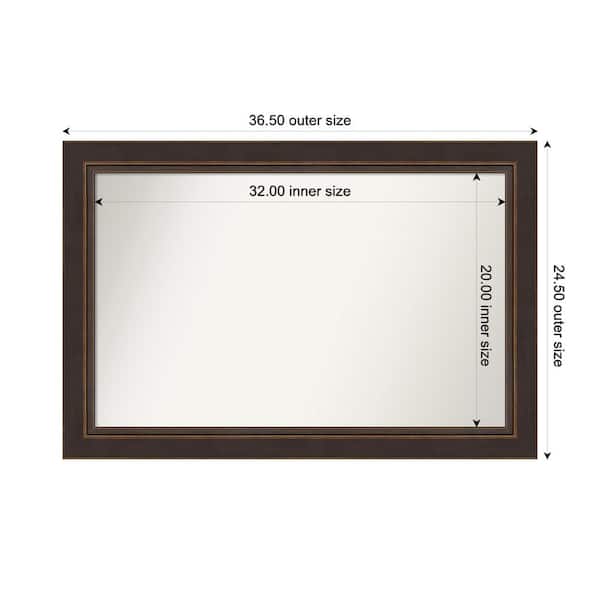Amanti Art Lara Bronze 36.5 in. W x 24.5 in. H Custom Non-Beveled Wood Framed Bathroom Vanity Wall Mirror