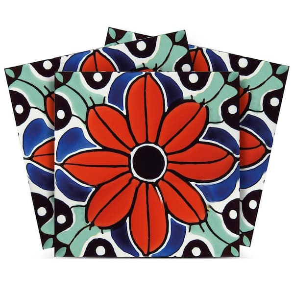 MI ALMA Red, Blue, Turquise and Black C79 7 in. x 7 in. Vinyl Peel and Stick Tile (24-Tiles, 8.17 sq. ft. /1-Pack)