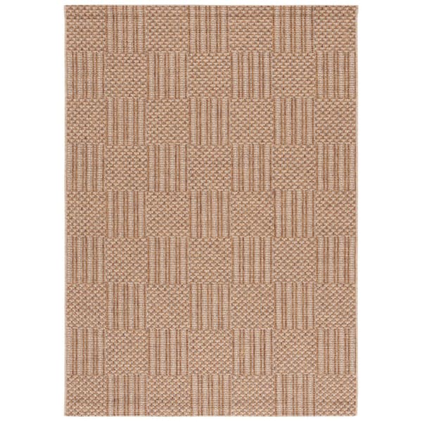 Sisal All-Weather 8 ft. x 10 ft. Natural/Gray Striped Geometric Indoor/Outdoor Area Rug