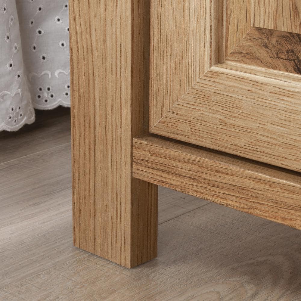 Timber Oak Farmhouse Engineered Wood Nightstand with Reversible Door