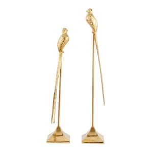 Gold Aluminum Bird Sculpture (Set of 2)