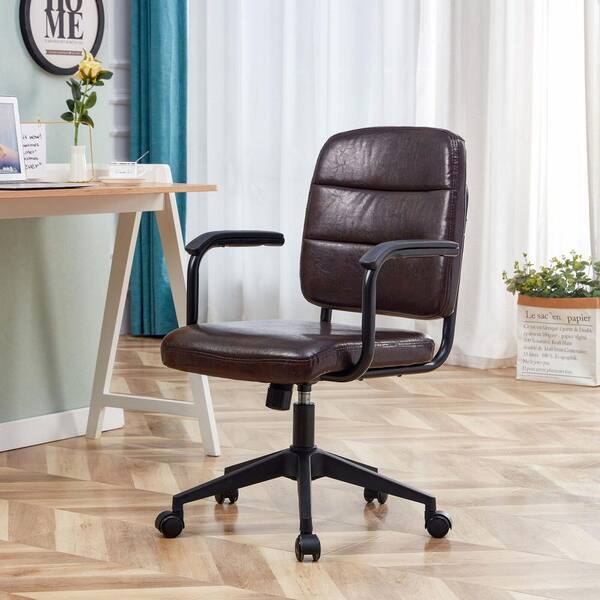 small brown leather desk chair