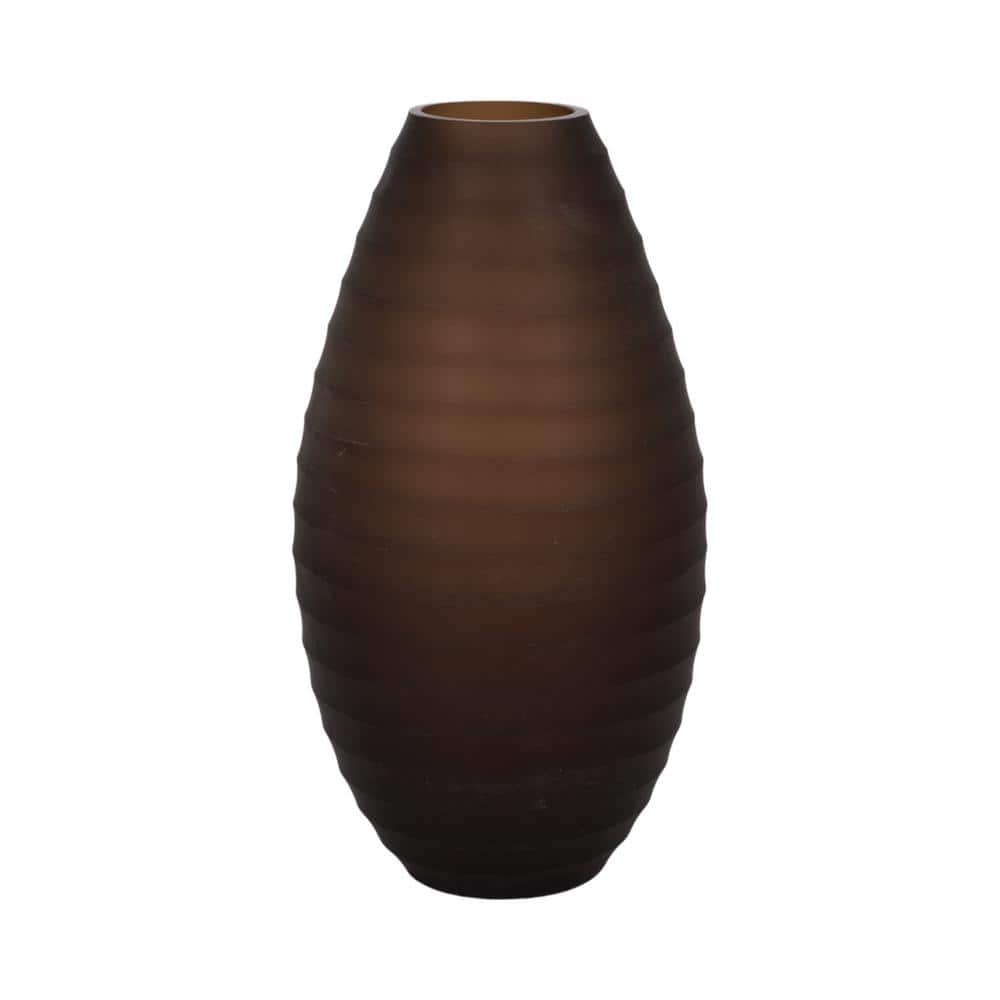 Champagne Ridged Glass Urn Vase, 14" Tall