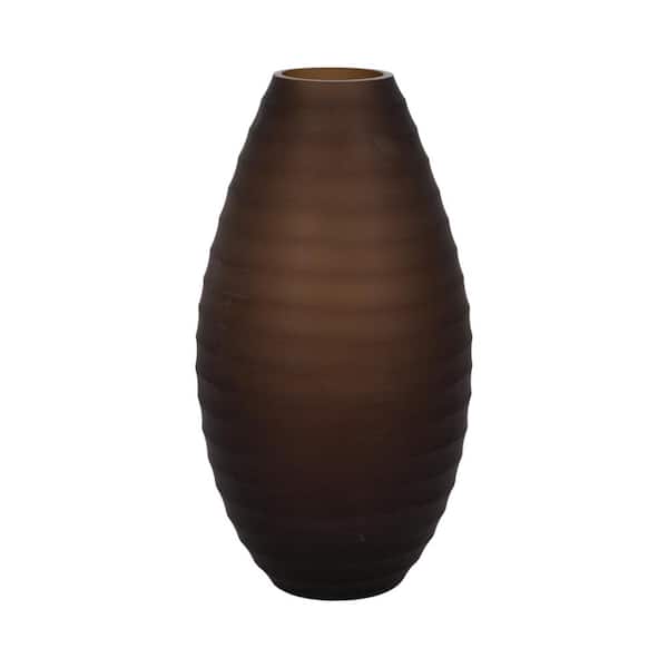 Liv & Skye 14 in. Gold Glass Urn Ridged Decorative Vase