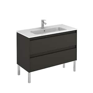 39.8 in. W x 18.1 in. D x 32.9 in. H Bathroom Vanity Unit in Anthracite with Vanity Top and Basin in White