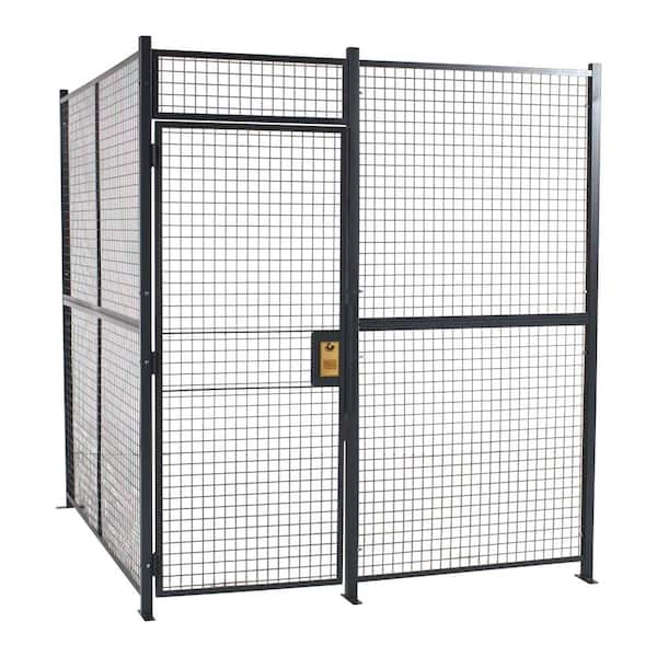 Vestil 100 in. x 101.25 in. x 100 in. Welded Gray Wire 4 Sides with Hinged Door No Ceiling Driver Trucker Cage Machinery Guard