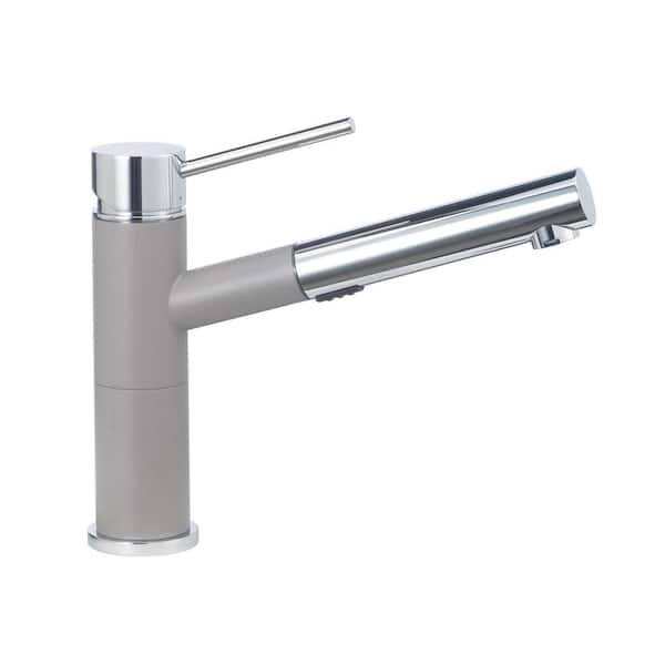 Blanco ALTA Single-Handle Pull-Out Sprayer Kitchen Faucet in Truffle/Polished Chrome