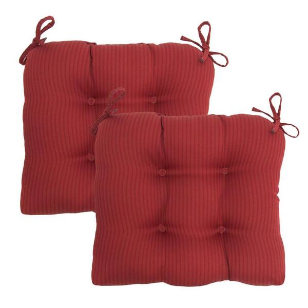 Hampton Bay Chili Solid Tufted Outdoor Seat Pad (2-Pack)