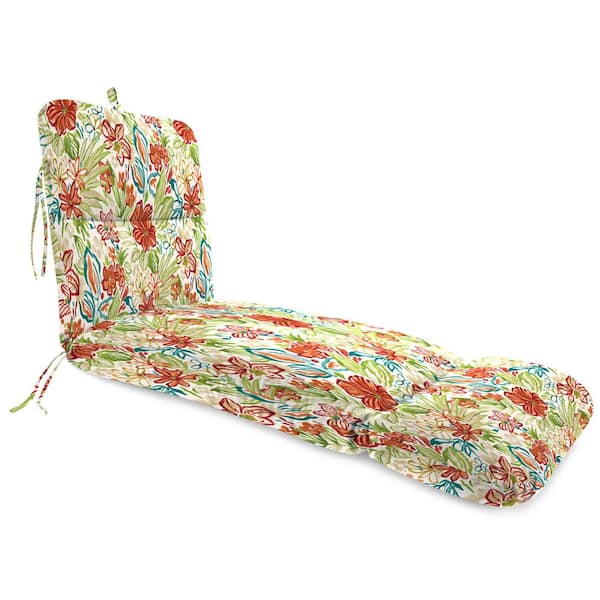 Jordan Manufacturing 22 in. x 74 in. Outdoor Chaise Lounge Cushion w/Ties & Hanger Loop ValedaBreeze Multicolor Floral Rectangular Knife Edge