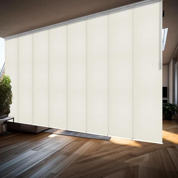 EMOH Putty 130 in. - 175 in. W x 116 in. L Adjustable 8-Panel White Double Rail Panel Track with 23.5 in. Slates
