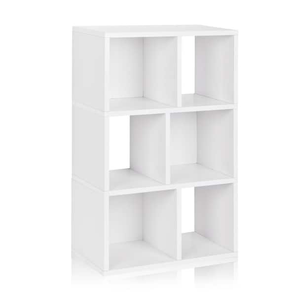 Way Basics Laguna 12 in. x 22.8 in. x 36.8 in. 3-Shelf zBoard Bookcase, Tool-Free Assembly Cubby Storage in Pearl White