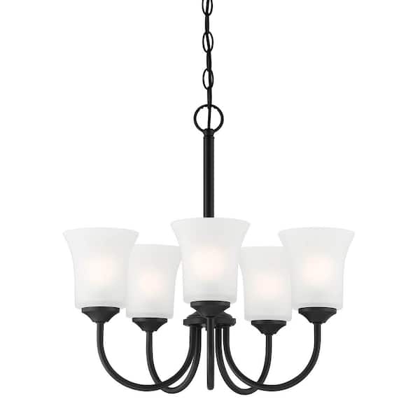 Bronson 5-Light Matte Black Transitional Shaded Chandelier for Dining Areas with No Bulbs Included