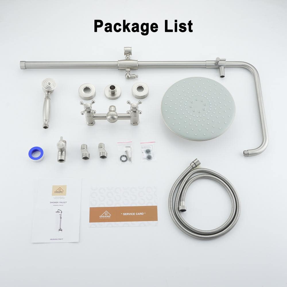 Brushed Nickel Adjustable Rainfall and Handheld Shower System