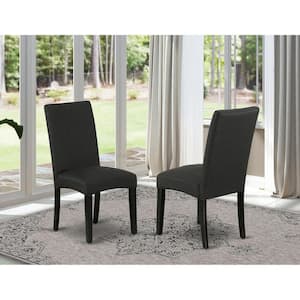 Black, Parson Chairs - Color Linen Fabric Padded Dining Chairs, Set Of 2