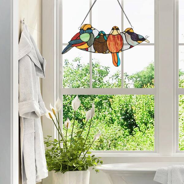 Hummingbird Hanging Stained Glass Birds Window Panel Garden Home Decorative 