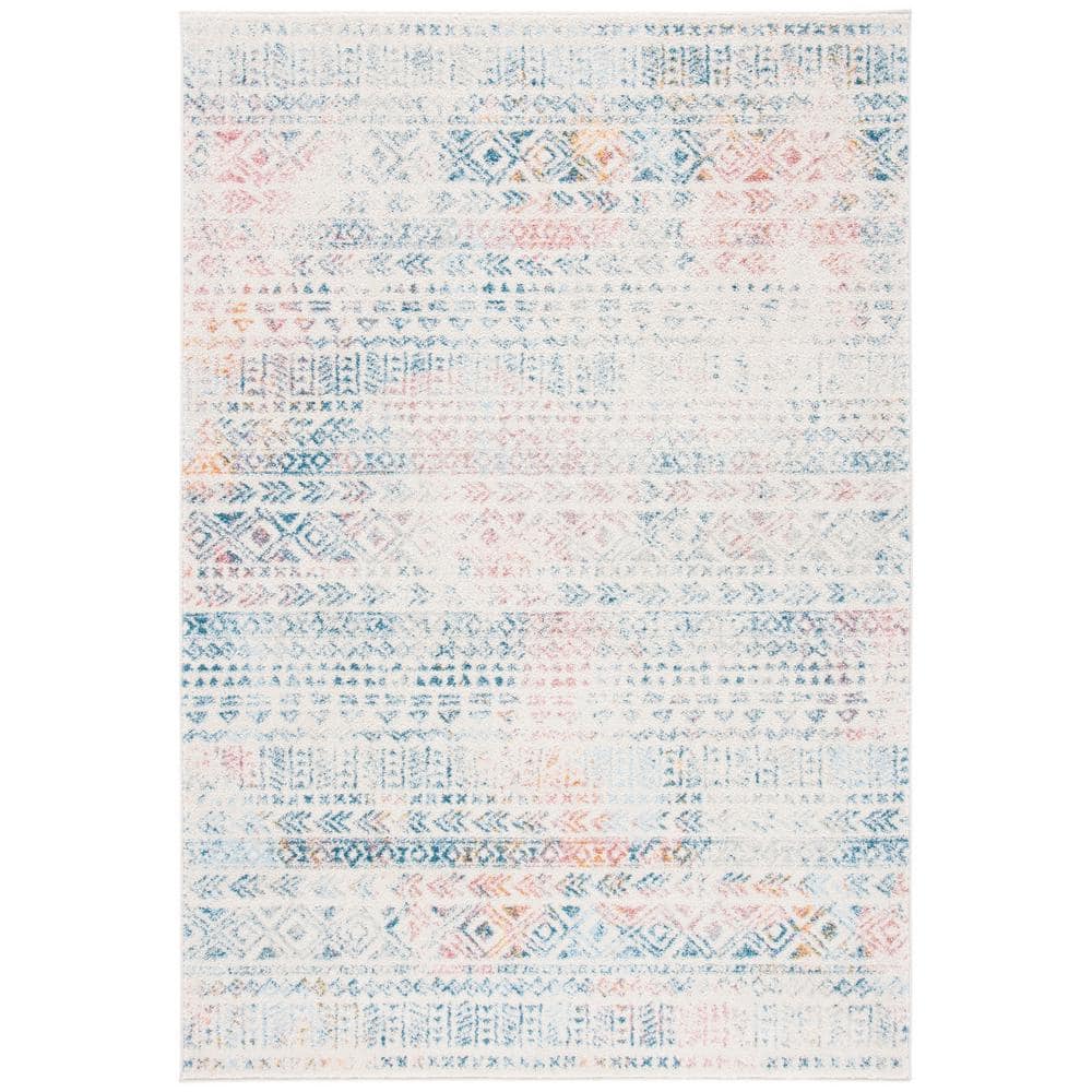 Ivory & Terracotta Hand-Knotted Synthetic 6' x 9' Easy-Care Area Rug
