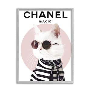 "Chic Kitty Cat Meow Glam Fashion Pink Circle" by Ros Ruseva Framed Animal Wall Art Print 11 in. x 14 in.