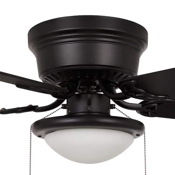 Hampton Bay - Hugger 52 in. LED Indoor Black Ceiling Fan with Light Kit