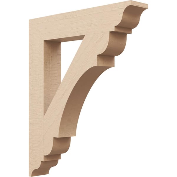 Ekena Millwork 3.5 in. x 24 in. x 20 in. Olympic Traditional Rough Cedar Woodgrain Timberthane Polyurethane Bracket, Primed Tan