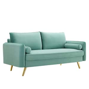 Revive 72 in. Mint Velvet 3-Seater Lawson Sofa with Square Arms