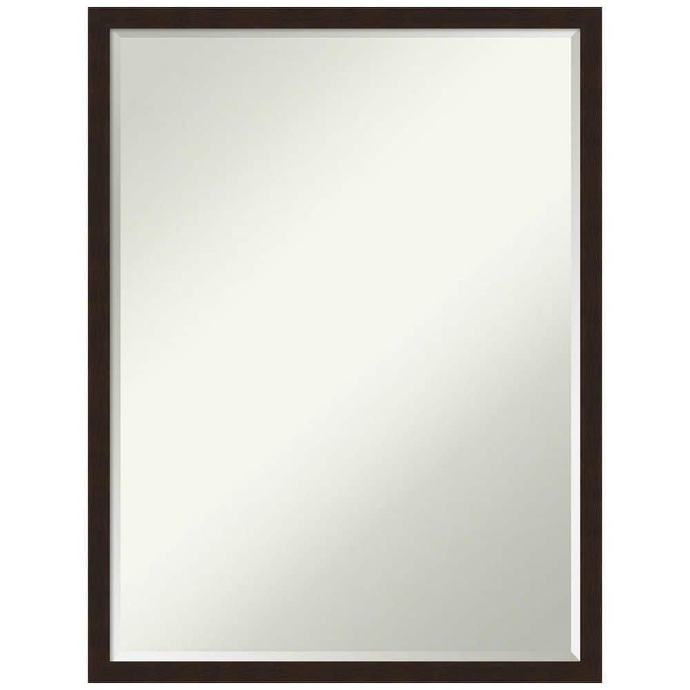 Carlisle Espresso Narrow 19 in. x 25 in. Petite Bevel Farmhouse Rectangle Wood Framed Wall Mirror in Brown -  Amanti Art, A38867235733