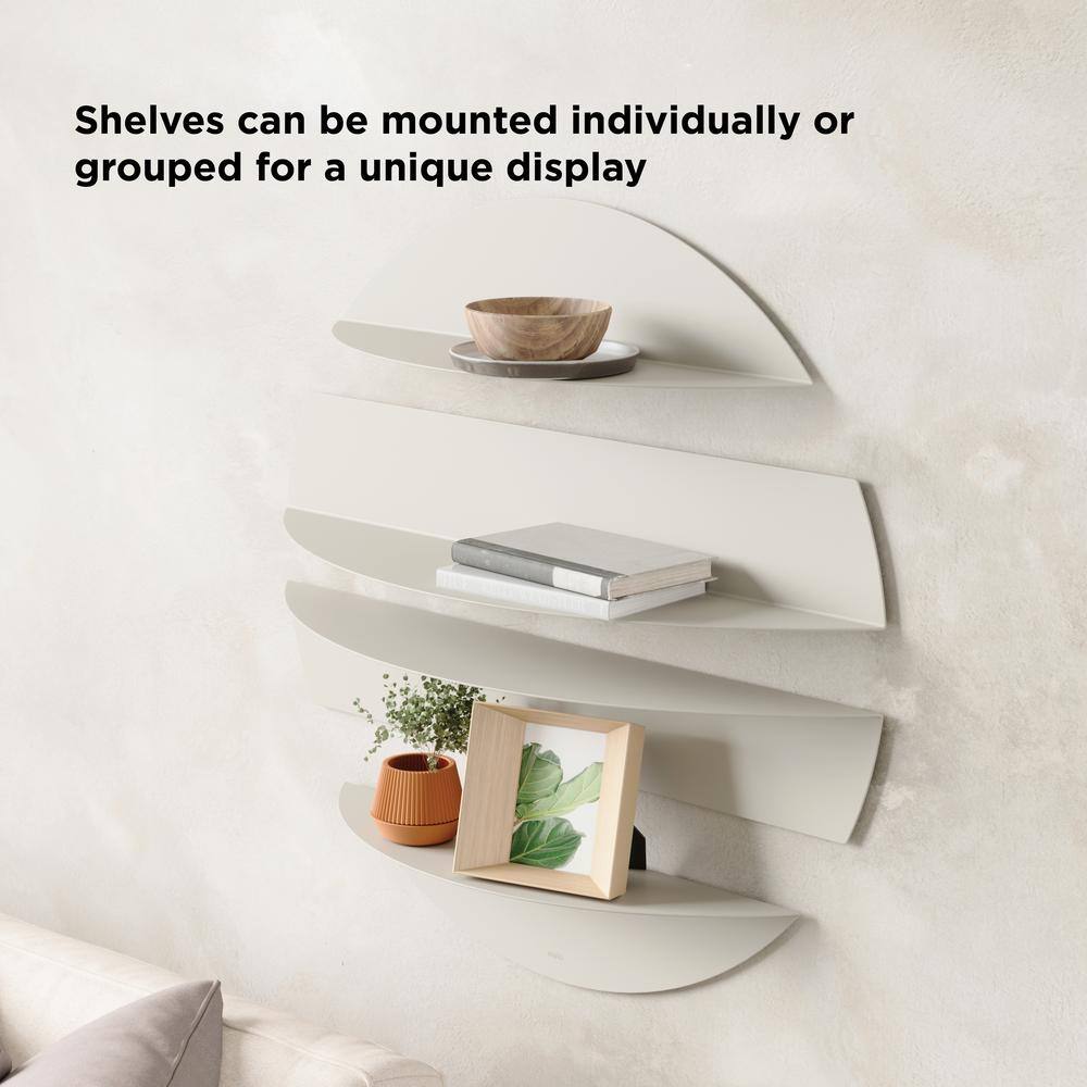 Stone Gray Circular Metal Floating Wall Shelves Set