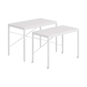 Cassey 40 in. White Wood 2-Person Desks Double Small Desk Study Writing Desk Modern Laptop Table