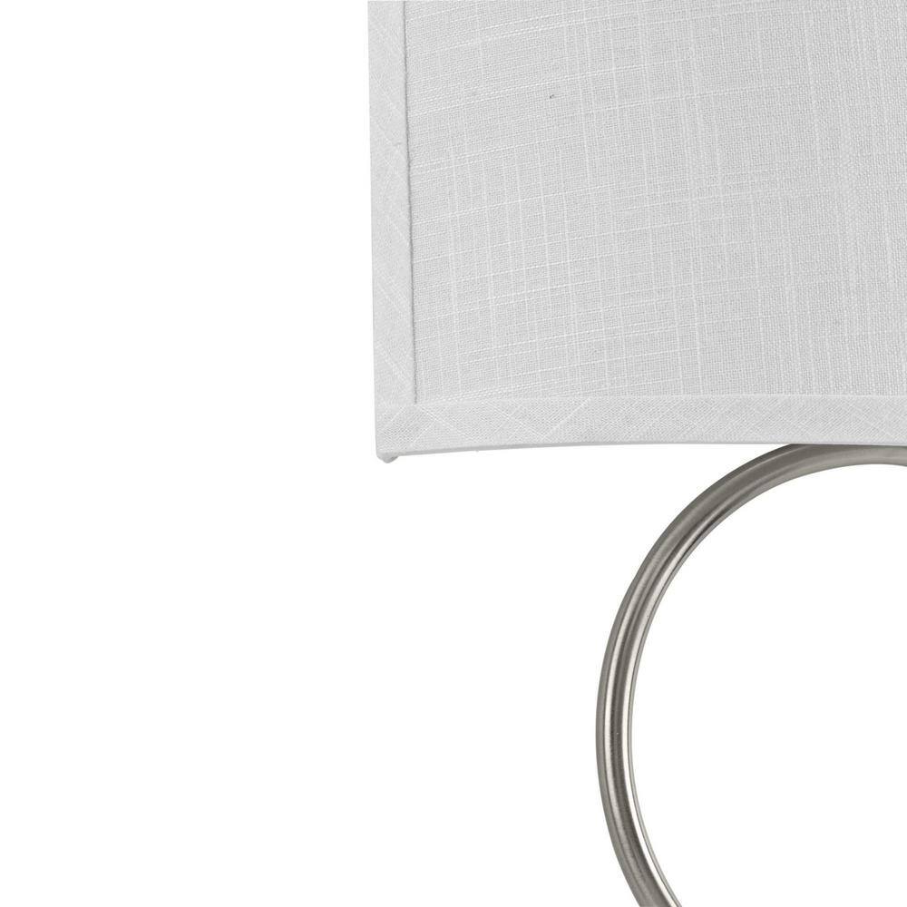 Brushed Nickel Circle LED Wall Sconce with Linen Shade