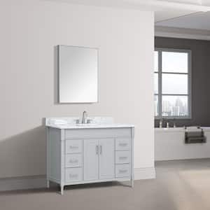 Bristol 49 in. W x 22 in. D x 35 in. H Bath Vanity in Light Gray with White Marble Top